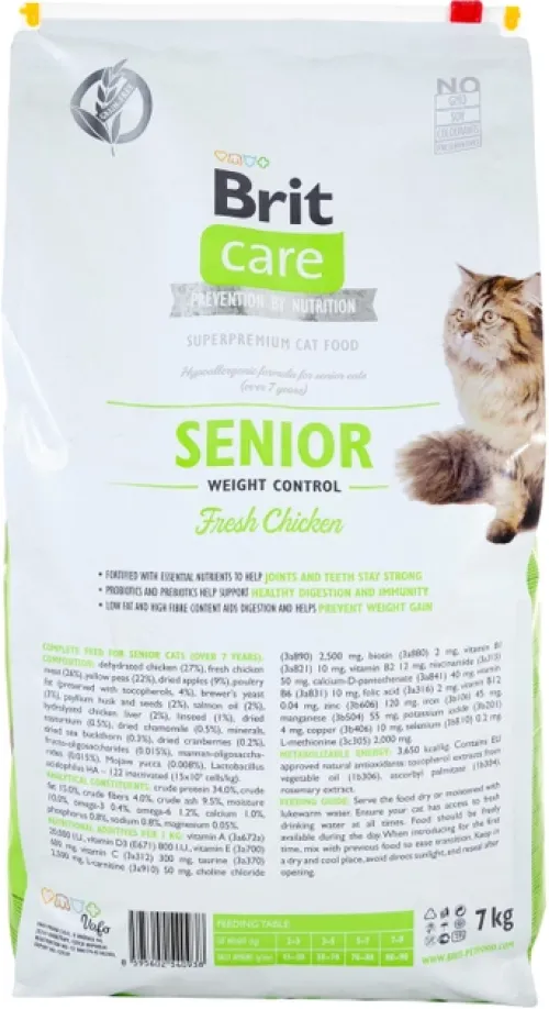 Сухий корм для літніх котів із зайвою вагою Brit Care Cat GF Senior Weight Control 7 кг (курка) (171313/0938) - фото №2