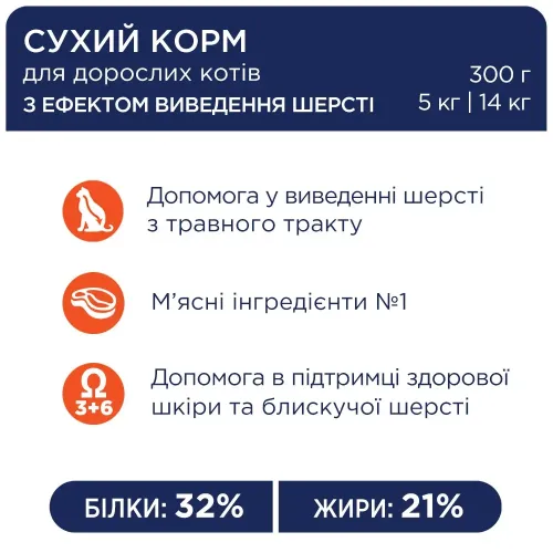 Клуб 4 Лапы Premium 300 г сухой корм для котов с эффектом выведения шерсти - фото №4