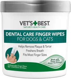 Салфетки Vet's Best Dental Care Finger Wipes для ухода за полостью рта (50 шт) (vb00001)