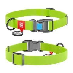 Нашийник для собак водостійкий Collar WAUDOG Waterproof з QR-паспортом, пластикова пряжка-фастекс, Ш 25 мм, Дл 38-58 см салатовий (27775)