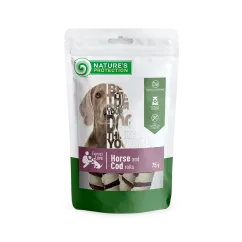 Лакомство для собак, роллы из конины и трески, Nature's Protection Snacks For Dogs, Horse And Cod Rolls 75г (SNK46094)