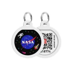 Адресник металлический WAUDOG Smart ID c QR паспортом, S, "NASA", круг, 25 мм (5975)