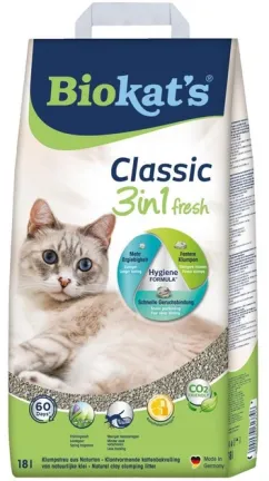 Наполнитель туалета для кошек Biokat's Classic Fresh 3in1 18 л (бентонитовый) (G-613796)