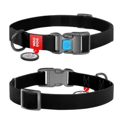 Ошейник для собак водостойкий Collar WAUDOG Waterproof c QR-паспортом, пластиковая пряжка-фастекс, Ш 25 мм, Дл 38-58 см черный (27771)