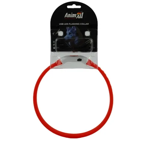 AnimAll LED Ошейник для собак светящийся с подзарядкой USB S 40 см красный (6914068020167) - фото №3