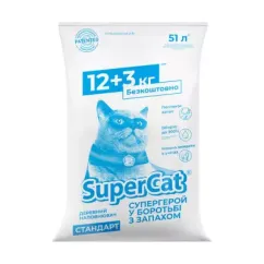 SuperCat Стандарт Наповнювач для котячого туалету деревний без аромату 15 кг