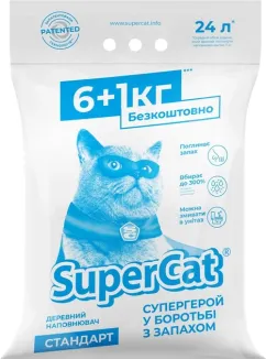 SuperCat Стандарт Наполнитель для кошачьего туалета древесный белый 7 кг (128137) - фото №2