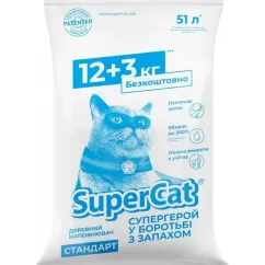 Дерев'яний наповнювач для котів Super Cat 15 кг (SprCt5643990)