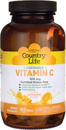 Витамины Country Life VITAMIN C 500 мг 90 жевательных пастилок (015794072331)