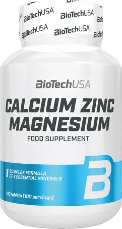 Вітаміни Biotech Calcium Zinc Magnesium 100 таб (5999076237890)