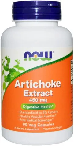 Натуральна добавка Now Foods Екстракт Артишоку, 450 мг, 90 гелевих капсул (733739045928)