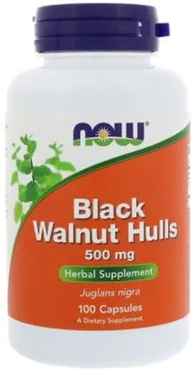 Натуральна добавка Now Foods Чорний Горіх 500 мг, Black Walnut Hulls, 100 капсул (733739046062)
