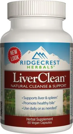 Натуральная примесь Ridgecrest Herbals Натуральный комплекс для поддержки и защиты печени, LiverClean, 60 гел. капс. (355724001728)