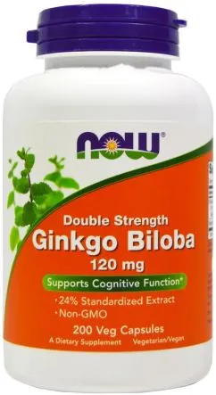 Натуральная добавка Now Foods Гинкго билоба, Ginkgo Biloba, Double Strength, 120 мг, 200 капсул (733739046819)