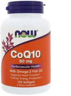 Натуральна добавка Now Foods Коензим Q10 з риб'ячим жиром, CoQ10 with Omega-3, 60 мг, 120 гелевих капсул (733739031662)