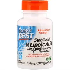 Натуральна домішка Doctor's Best R-ліпоєва кислота, R-Lipoic Acid, 100 мг, 60 капсул (753950001237)