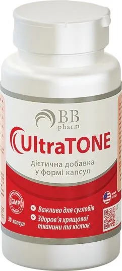Хондропротектор BB Pharm UltraTONE Хондроитин + Глюкозамін + Сірка + Колаген 30 капсул (7640162326070)