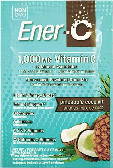 Витамины Ener-C Vitamin C 1000 мг ананас и кокос 30 пакетиков (873024001052) - фото №2