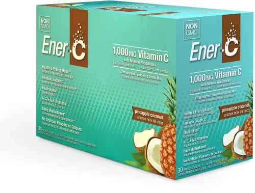 Витамины Ener-C Vitamin C 1000 мг ананас и кокос 30 пакетиков (873024001052) - фото №3