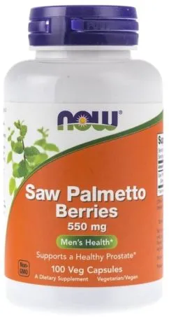 Натуральная добавка Now Foods Saw Palmetto Berries Натуральная добавка Плодов Серено 550 мг 100 гелевых капсул (733739047472)