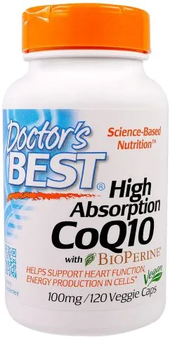 Натуральная добавка Doctor's Best BioPerine Коэнзим Q10 высокой абсорбации 100 мг 120 гелевых капсул (753950001886)