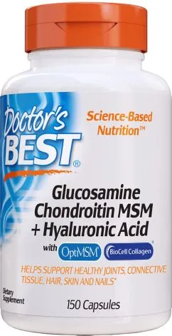 Хондропротектор Doctor's Best Глюкозамин Хондротин МСМ + Гиалуроновая кислота BioCell Collagen 150 капсул (753950002715)