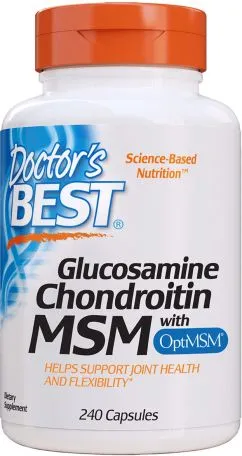 Хондропротектор Doctor's Best Глюкозамин & Хондроитин & МСМ OptiMSM 240 капсул (753950000810)