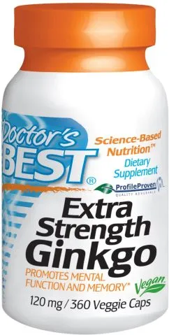 Натуральна добавка Doctor's Best Extra Strength Ginkgo Profile Proven Супер Сильний Натуральна добавка Гінкго 120 мг 360 гелевих капсул (753950002739)