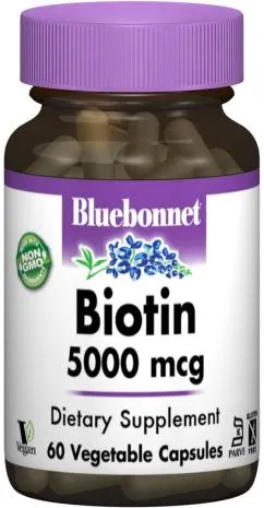 Вітаміни Bluebonnet Nutrition Біотин (B7) 5000 мкг 60 гелевих капсул (743715004474)