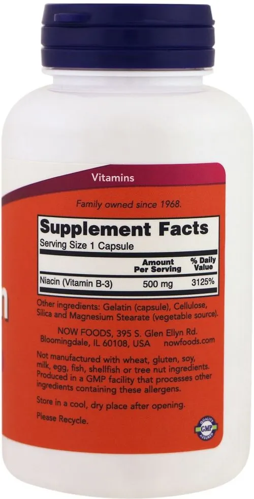 Вітаміни Now Foods Ніацин (В3) 500 мг 100 капсул (733739004819) - фото №2