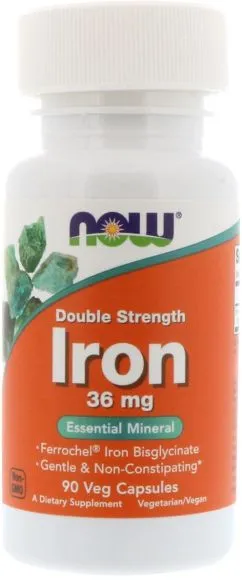 Минералы Now Foods Iron Ferrochel 36 мг 90 капсул (733739014443)