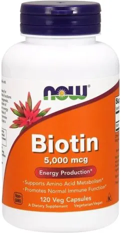 Натуральная примесь Now Foods BIOTIN 5 мг (5000 мкг) 120 капсул (733739004741)