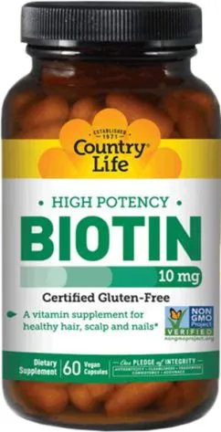 Витамины Country Life Biotin 10000 мкг 60 капсул (015794065074)