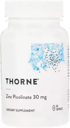 Вітаміни Thorne Research Цинк Піколінат, Zinc Picolinate, 30 мг, 60 капсул (693749220022)