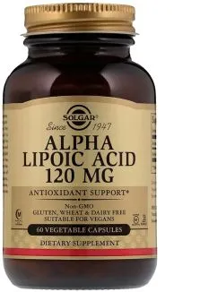 Натуральна добавка Solgar Alpha Lipoic Acid Альфа-ліпоєва кислота 120 мг 60 капсул (033984000575)
