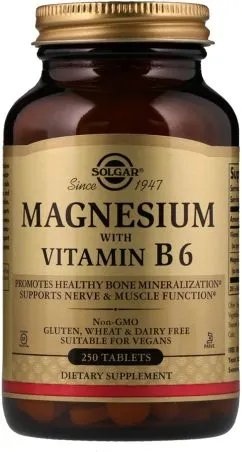 Мінерали Solgar Magnesium vitamin B6 250 таблеток Магній і вітамін (033984017214)