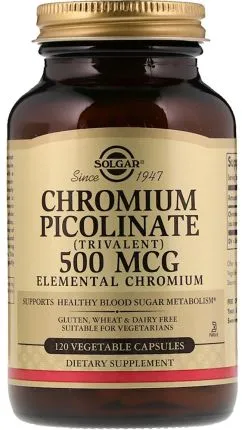 Мінерали Solgar Chromium Picolinate хром пиколинат 500 мкг 120 капсул (033984008724)