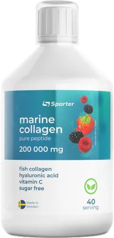 Рыбный коллаген в форме пептидов с добавлением гиалуроновой кислоты и витаминов Sporter Marine Collagen Pure Peptide 200000 500 мл Berry (4820249720134)