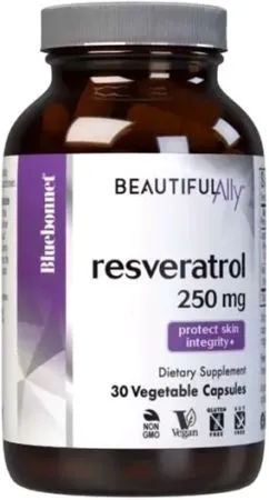 Ресвератрол 250 мг Beautiful Ally Bluebonnet Nutrition Resveratrol 250 мг 30 рослинних капсул (743715008762)