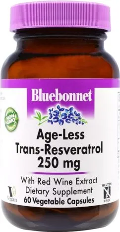 Ресвератрол 250 мг Beautiful Ally Bluebonnet Nutrition Resveratrol 250 мг 60 рослинних капсул (743715008779)