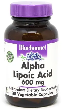 Альфа-ліпоєва кислота 600 мг Bluebonnet Nutrition 30 рослинних капсул (743715008557)