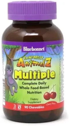 Мультивітаміни для дітей Смак вишні Rainforest Animalz Bluebonnet Nutrition 90 жувальних цукерок (743715001848)