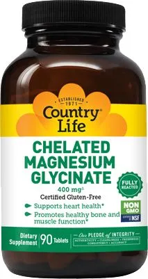 Магній Хелатний гліцинат Country Life Chelated Magnesium Glycinate 400 мг 90 таблеток (015794026808)