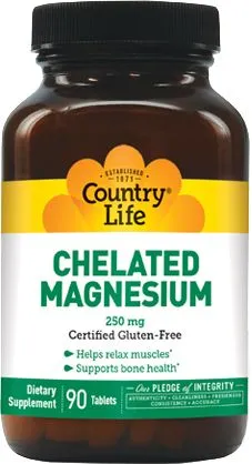 Магний Хелатный Country Life Chelated Magnesium 250 мг 90 таблеток (015794026853)