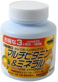 Вітаміни Orihiro Мультивітаміни та мінерали 180 жувальних таблеток (4971493106660)