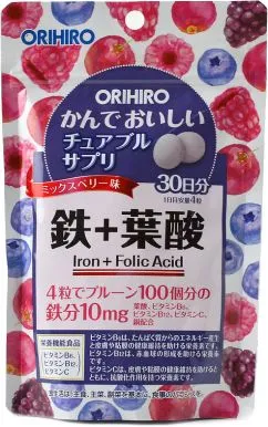 Вітаміни Orihiro Залізо 60 г 120 жувальних таблеток (4571157256658)