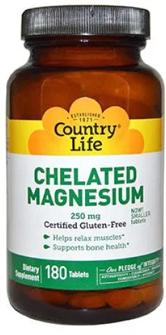 Магний хелатный Country Life Chelated Magnesium 250 мг 180 таблеток (015794026860)