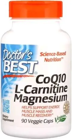 Коензим Q10 L-Карнитин і Магній CoQ10 L-Carnitine Magnesium Doctor's Best 90 капсул (753950004771)