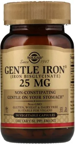 Вітаміни Solgar Gentle Iron, 25 мг, 90 капсул (33984012493)