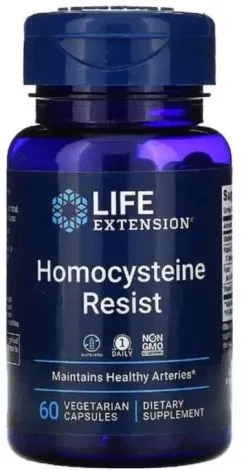 Резистентность к гомоцистеину, Homocysteine Resist, Life Extension, 60 вегетарианских капсул (737870212164)